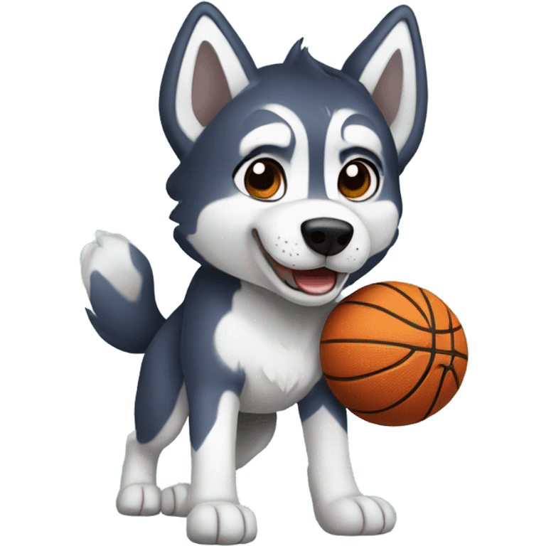 Husky playing basketball  emoji