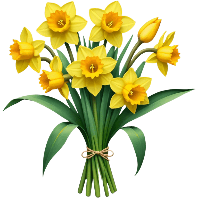 big bouquet Daffodil, stem, leaf emoji