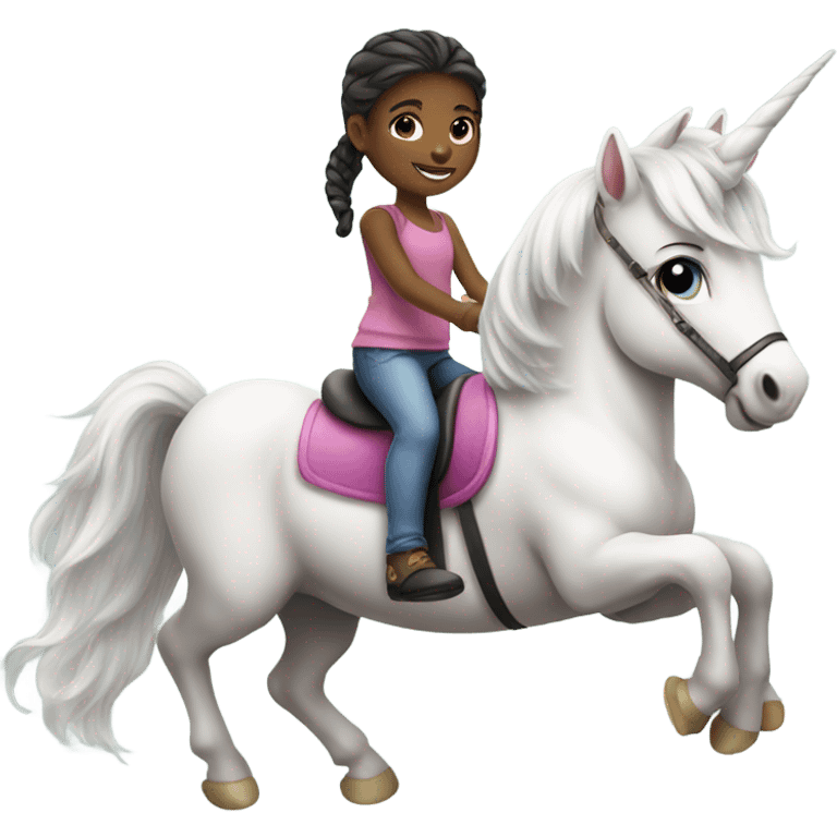 Cute girl riding unicorn  emoji