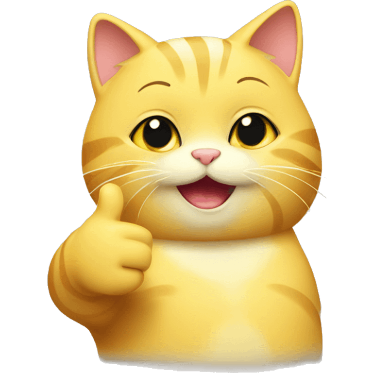 Fat yellow girl cat giving thumbs up emoji