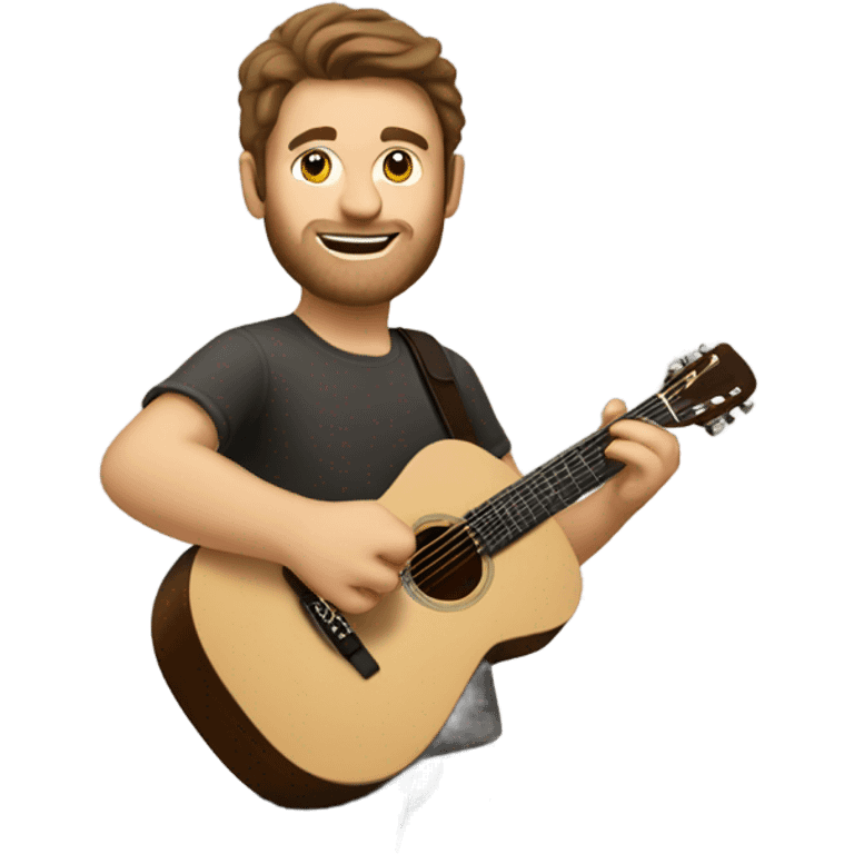 Caucasian now with brown hair playing acoustic guitar emoji