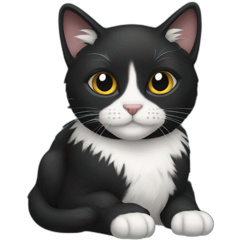 black cat with white cross furr in chest emoji