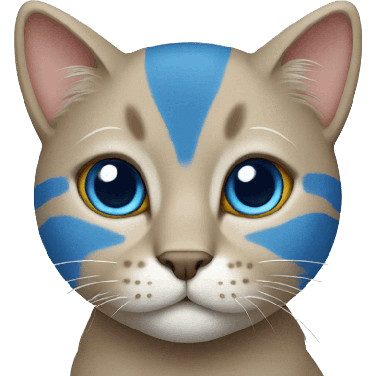 Cat wearing blue emoji