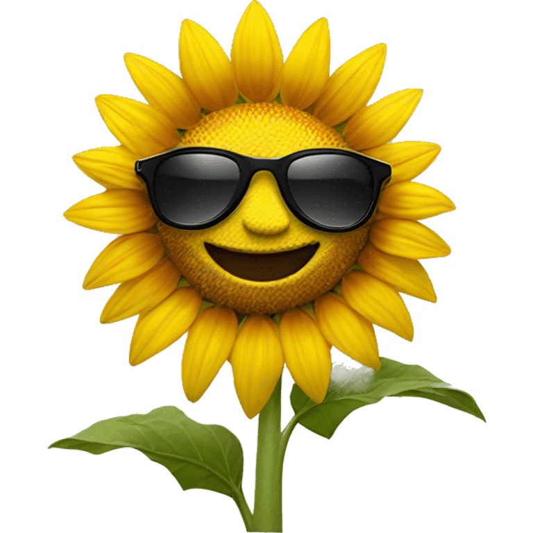 A sunflower wearing sunglasses. emoji