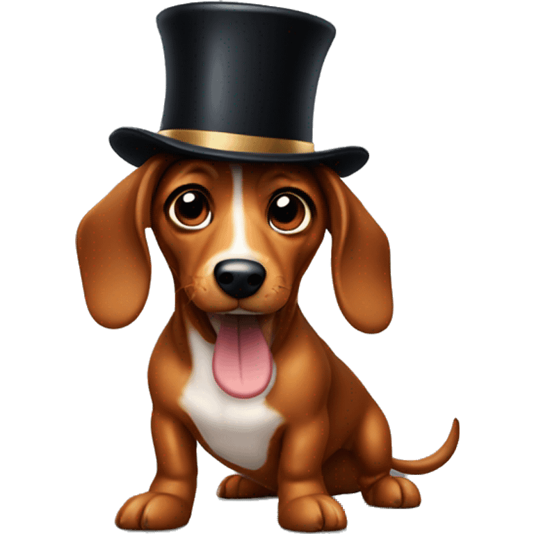 Sausage dog wearing top hat emoji