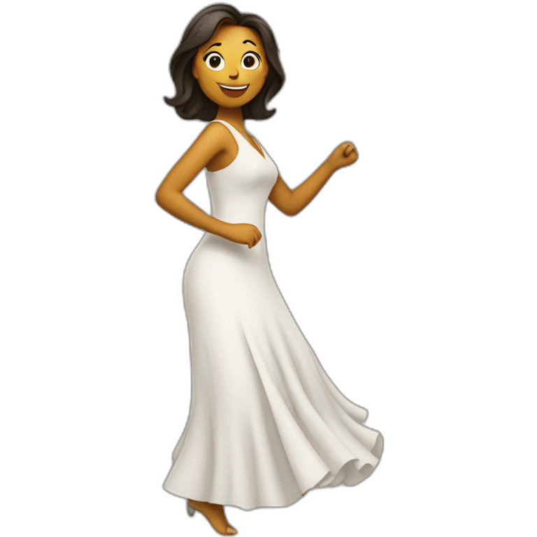 a woman wearing a dress dancing emoji