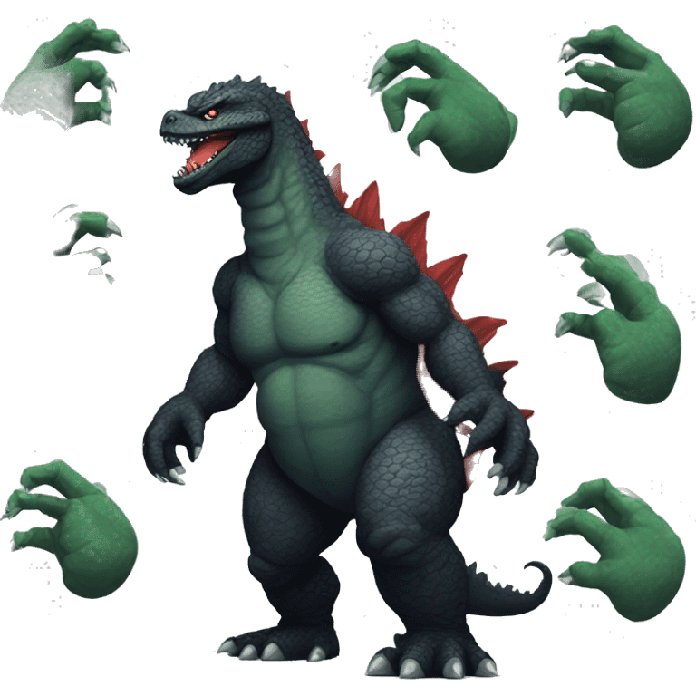 Godzilla with big tattoos on his skin emoji