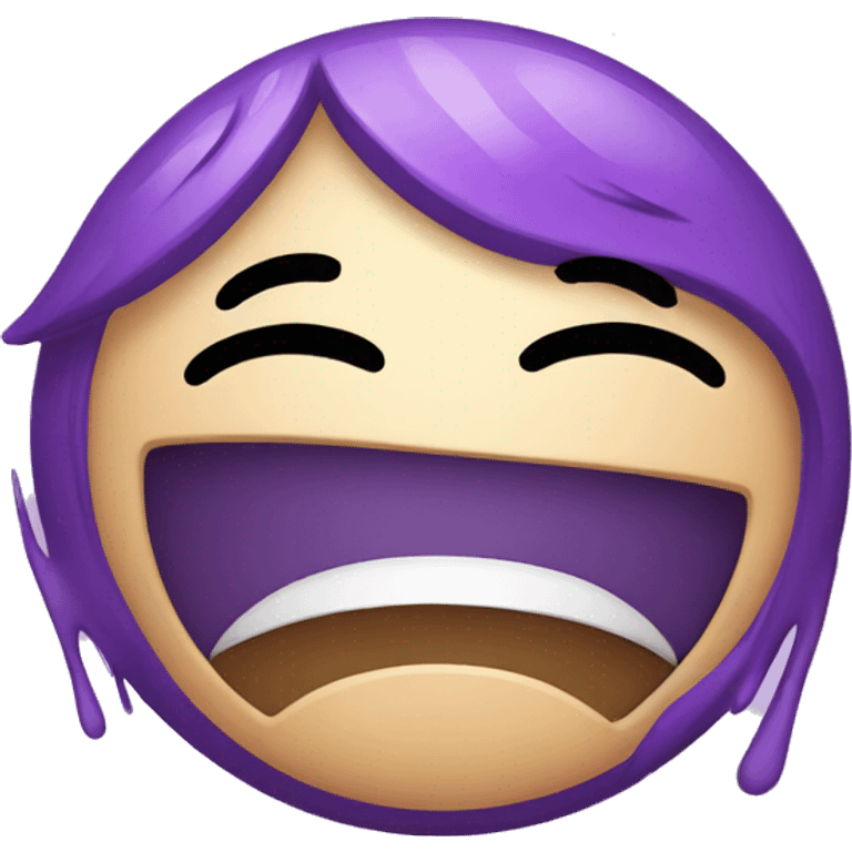 Purple happy crying face emoji