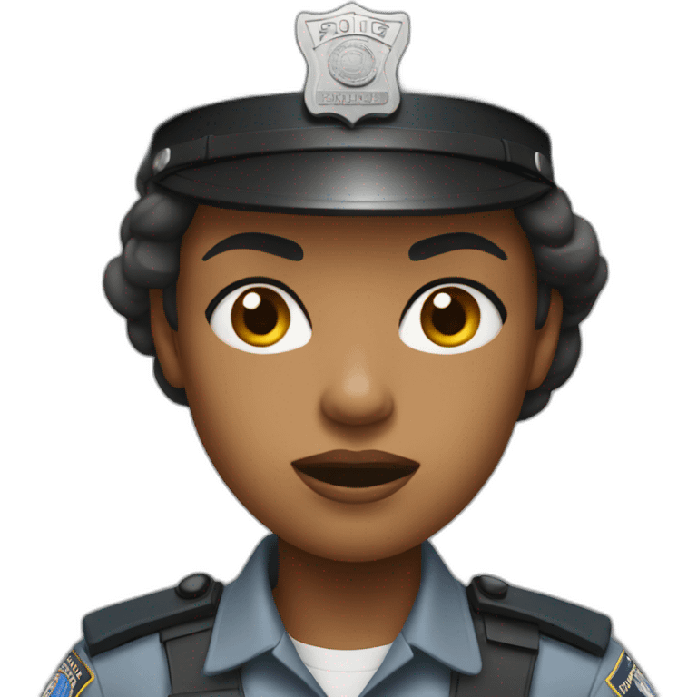 angry black police woman in light gray uniform emoji