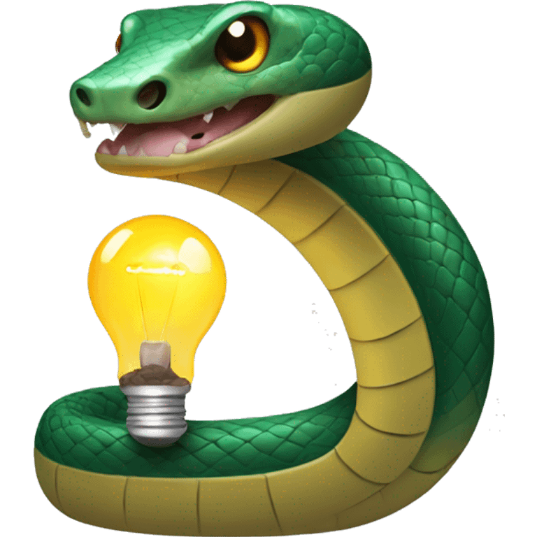 Snake with a lightbulb in its mouth and a battery for a tail emoji