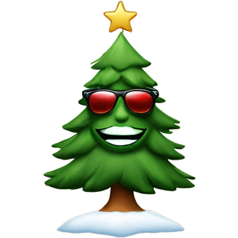 Christmas tree with sunglasses and a bottle of whisky emoji