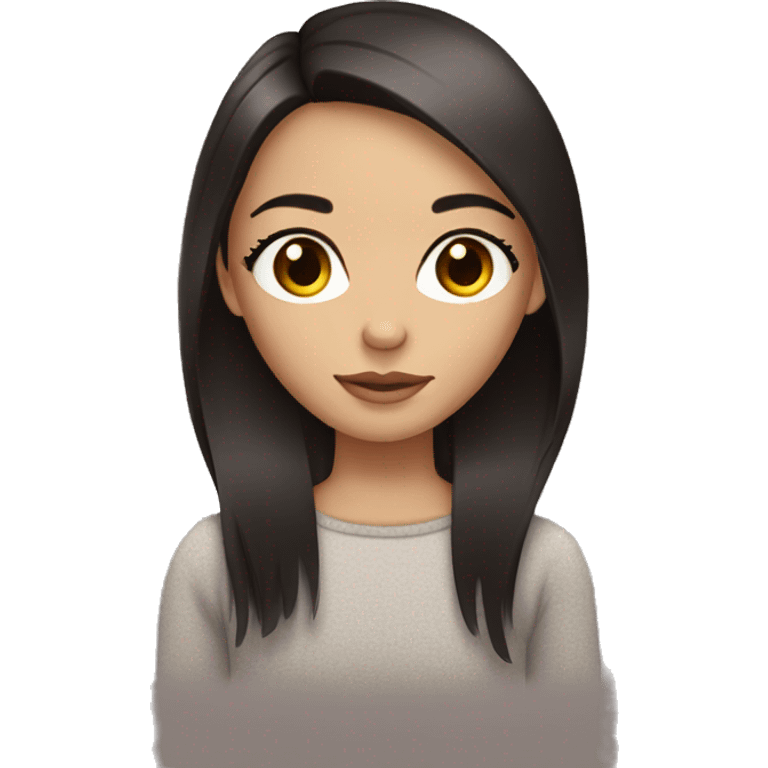 Girl with straight dark brown hair and amber eyes with long eyelashes  emoji