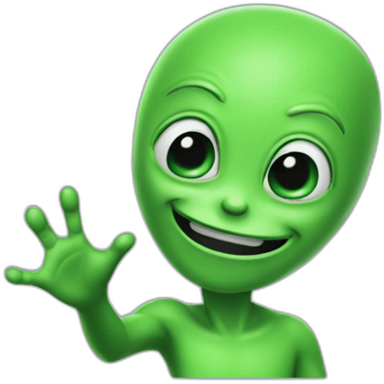 waving alien, green, greeting emoji