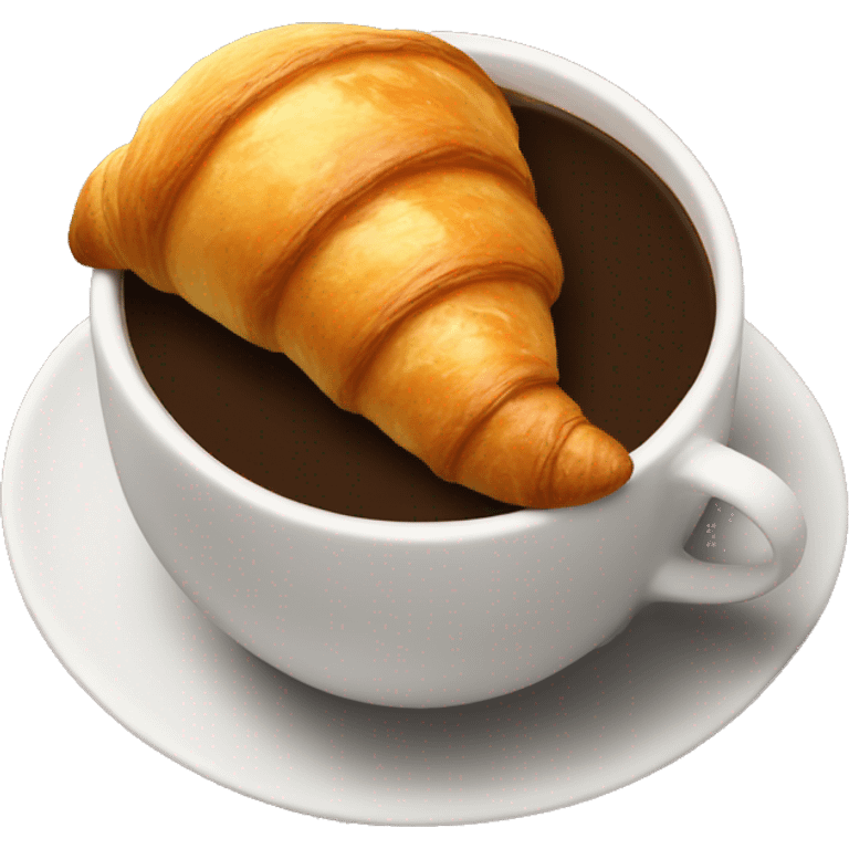 big croissant in a cup of coffee emoji