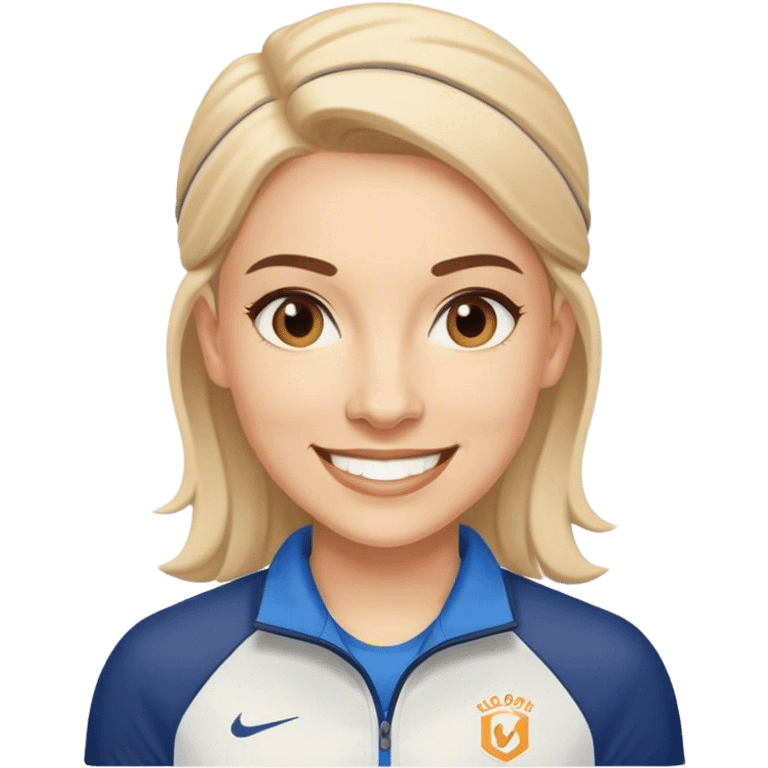 smiling female sport coach with coach wear emoji