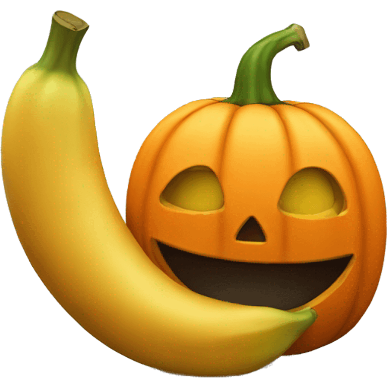 Orange Halloween pumpkin sucking a banana emoji