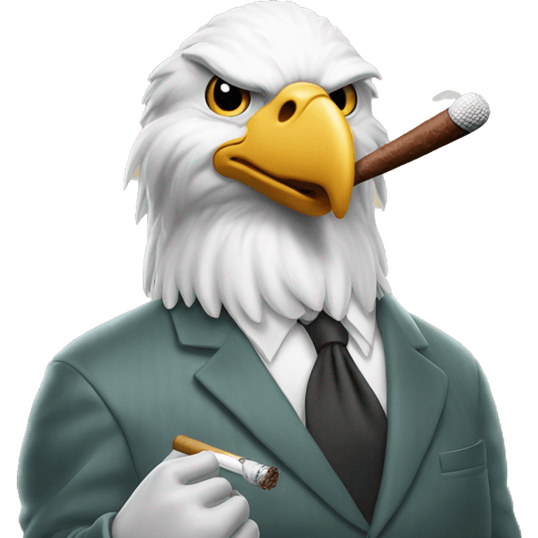 bald eagle smoking a cigar AND playing golf at the same time emoji