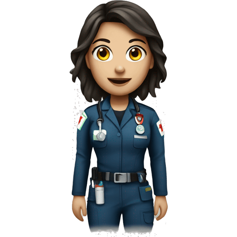 Woman brunette student paramedic emoji