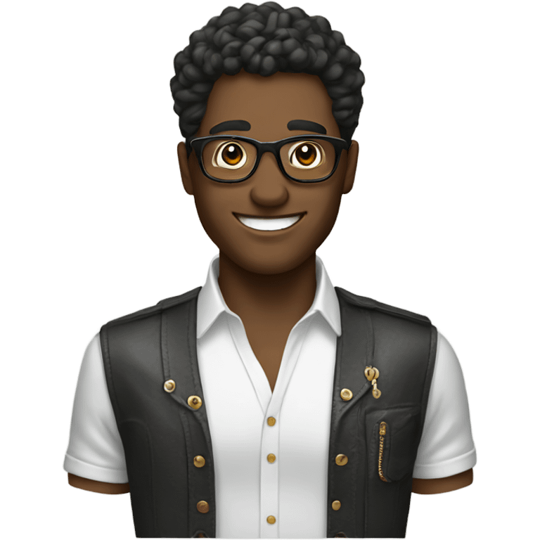 happy male with stylish accessories emoji