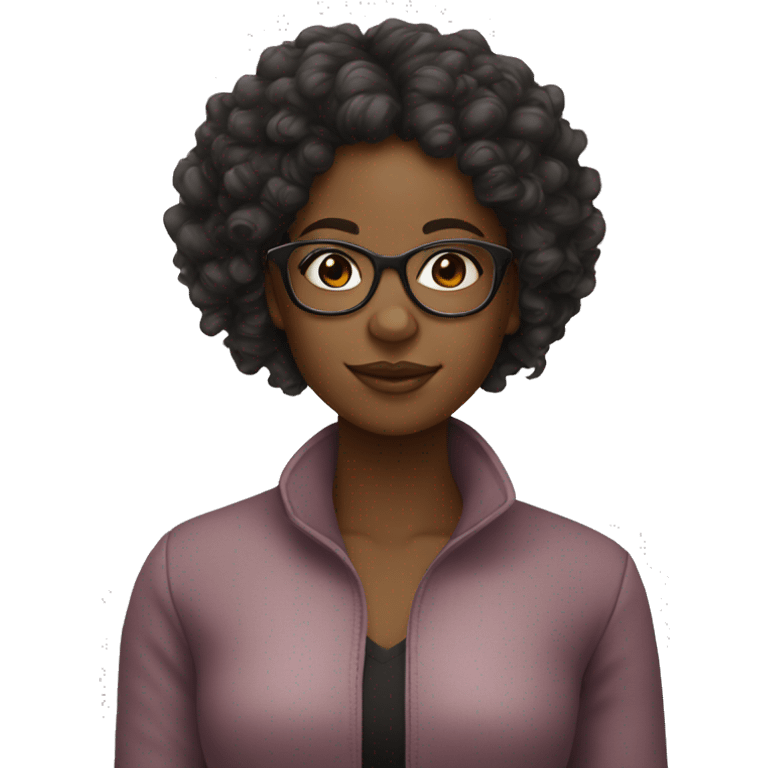 black girl with curly hair and  transperent glasses emoji