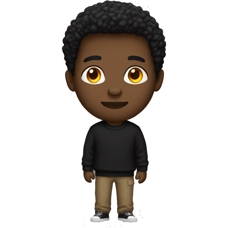 a black man standing in a black sweater full body emoji