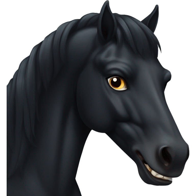 Serious Black horse with fangs.  emoji