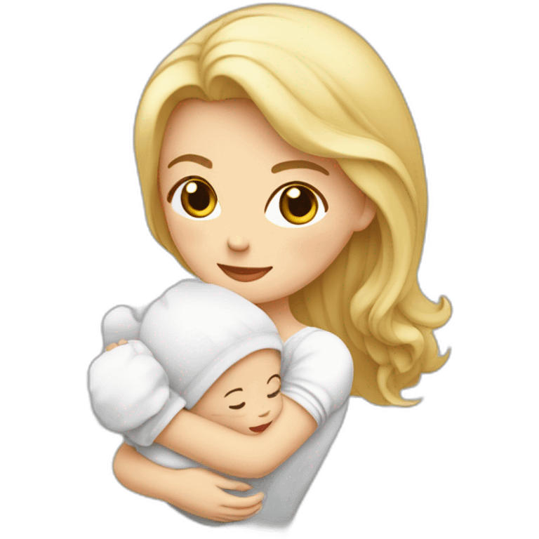 Femme blanche aux cheveux châtains et son bébé dans les bras emoji