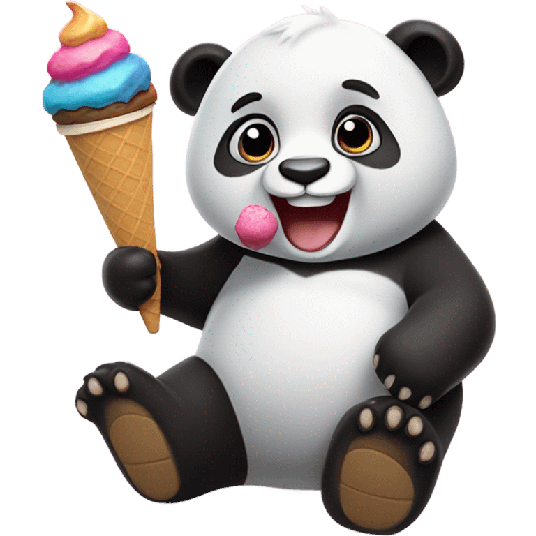 Panda eating ice cream emoji