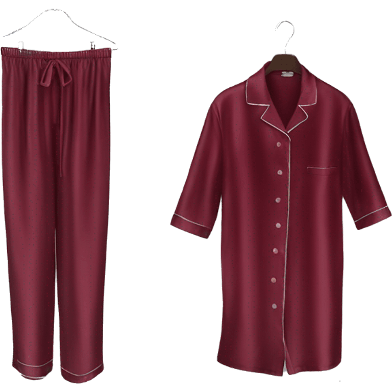 Luxury silk dark red pyjama on hanger emoji