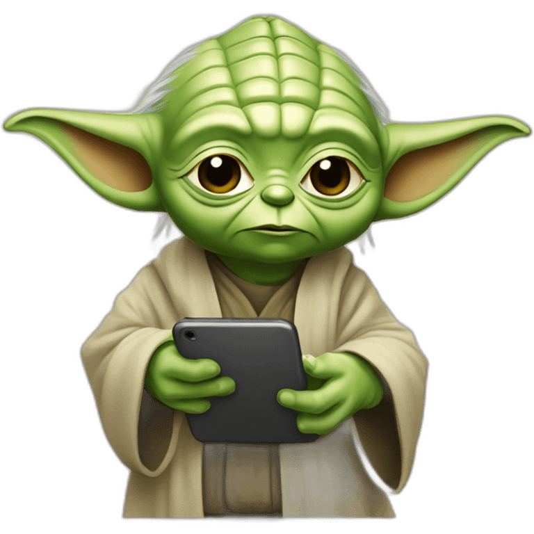 Yoda sur son téléphone emoji