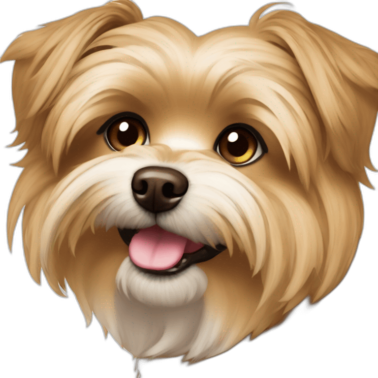 fluffy brown morkie dog with long hair and brown nose emoji