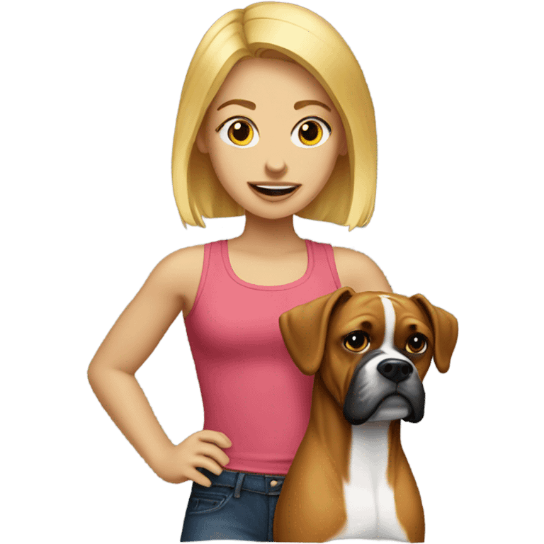 blonde girl with boxer dog emoji