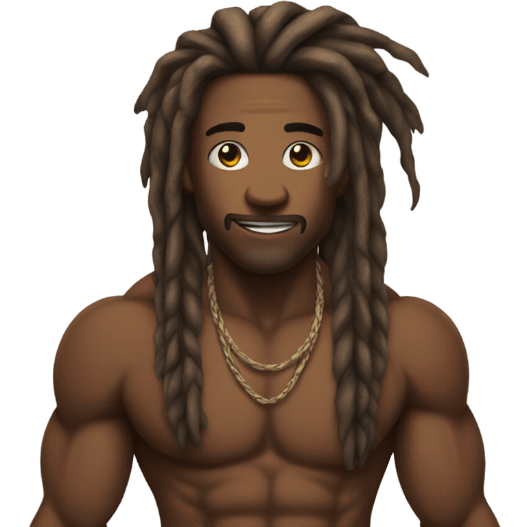 Flexing brown with tattoos and long dreadlocks  emoji