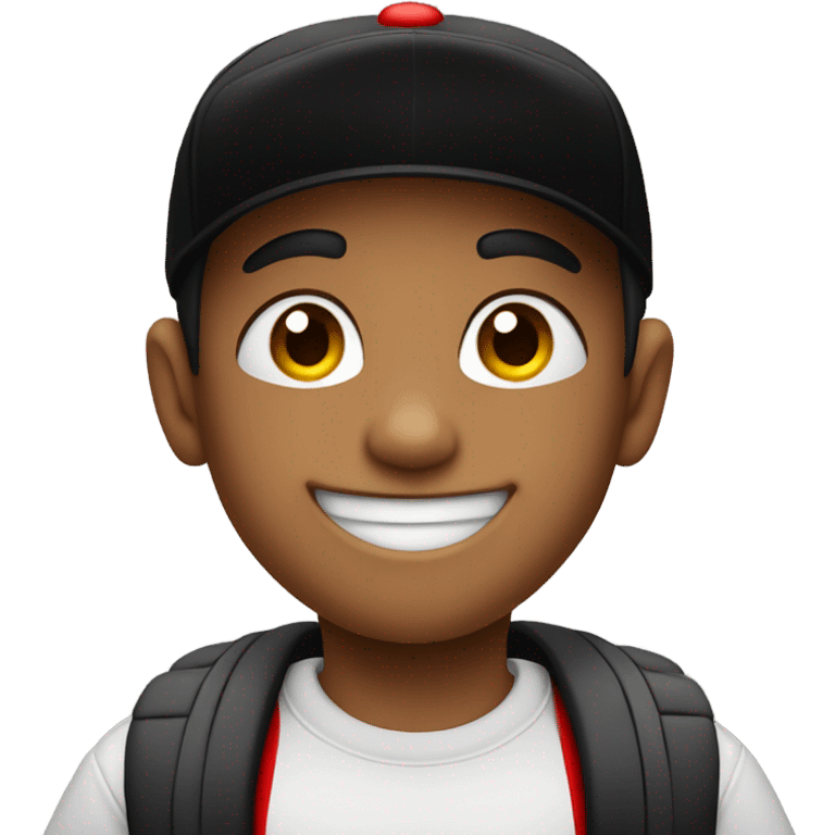 young boy with red and black cap and thumbs up emoji