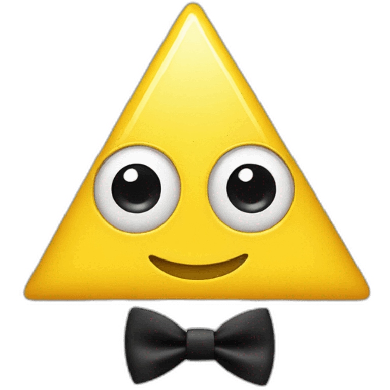 Yellow triangle with eye and black bow tie and black hat emoji