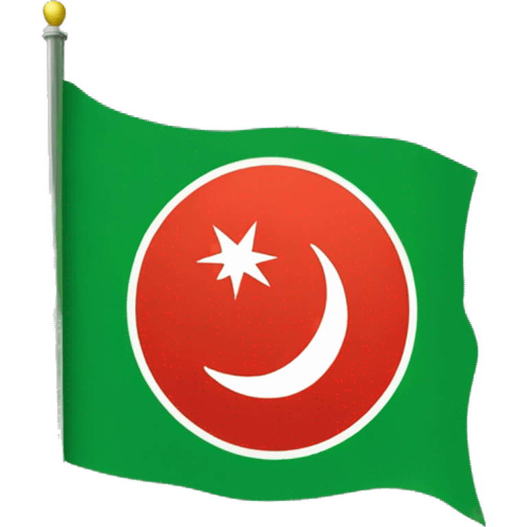 Flag with only two clours green and red and a moon and star in the middle of it emoji