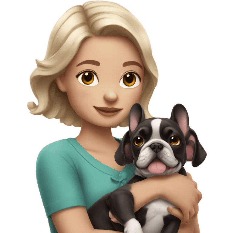 Girl with a meral frenchie puppy emoji