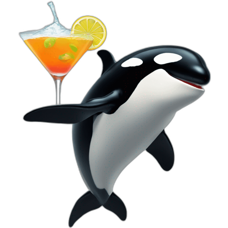 Orca enjoying a cocktail emoji