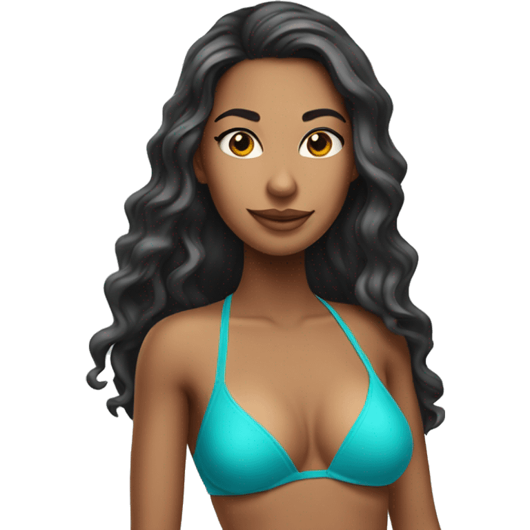 An attractive woman Latina colored with long hair and wearing a swimming bikini  emoji