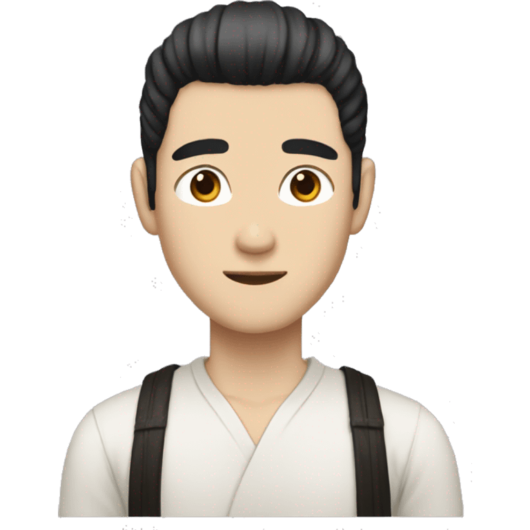 white skin color japanese man with black anime hair, make it from shoulders and create only one emoji emoji