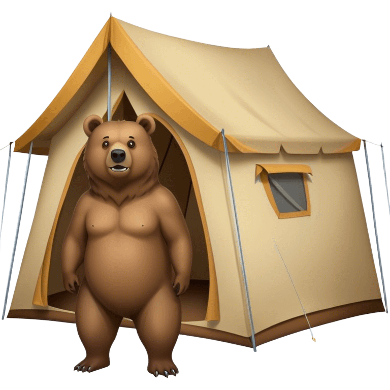 grizzly bear standing over a tent emoji