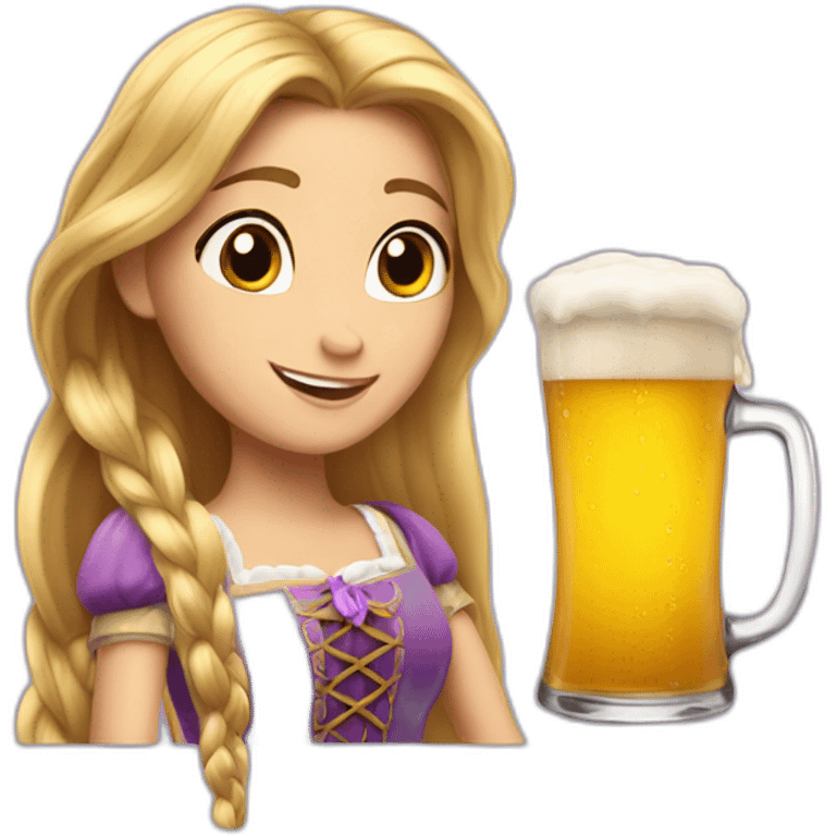 rapunzel with beer emoji