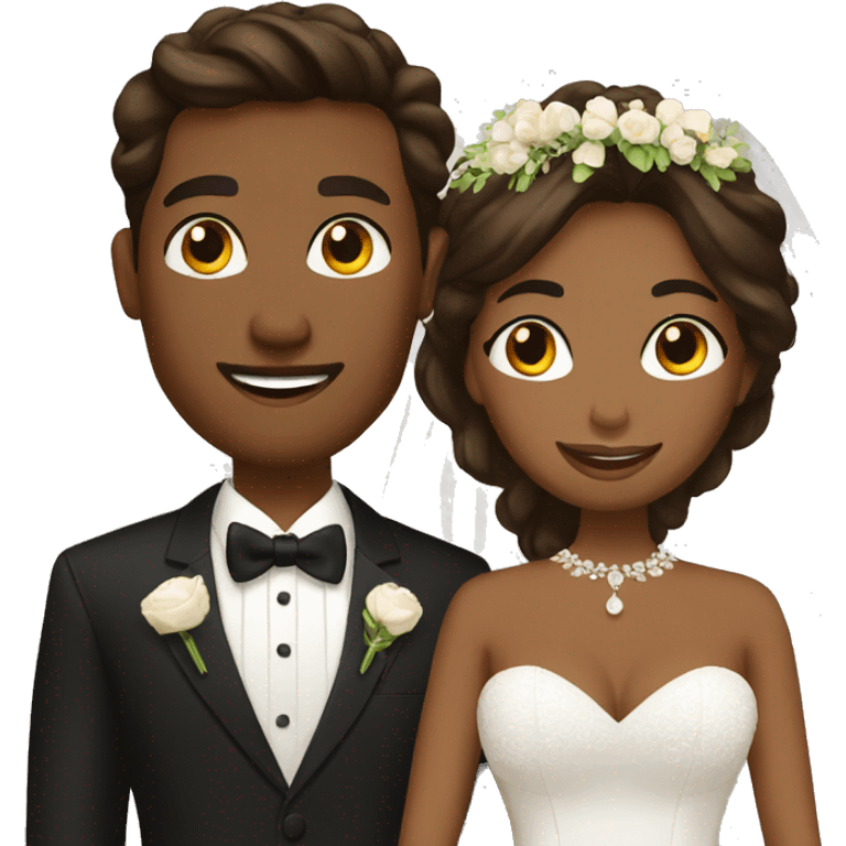 Groom and brown bride emoji