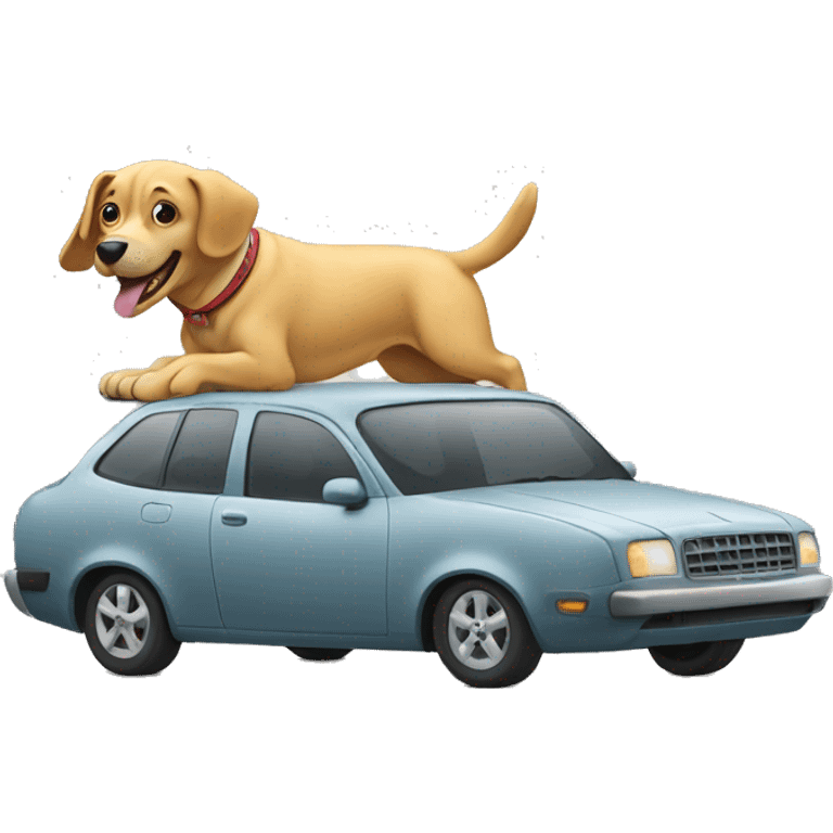 dog with a car emoji