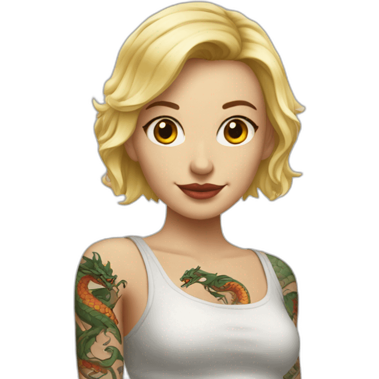 femme blonde avec tatouages de dragon sur les jambes emoji