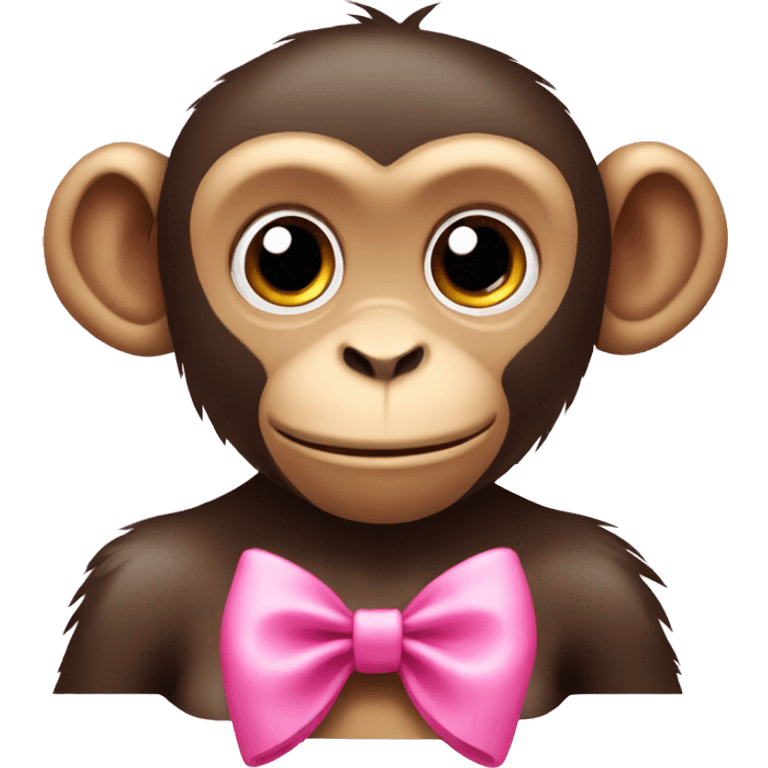 A monkey with a pink bow on both ears  emoji