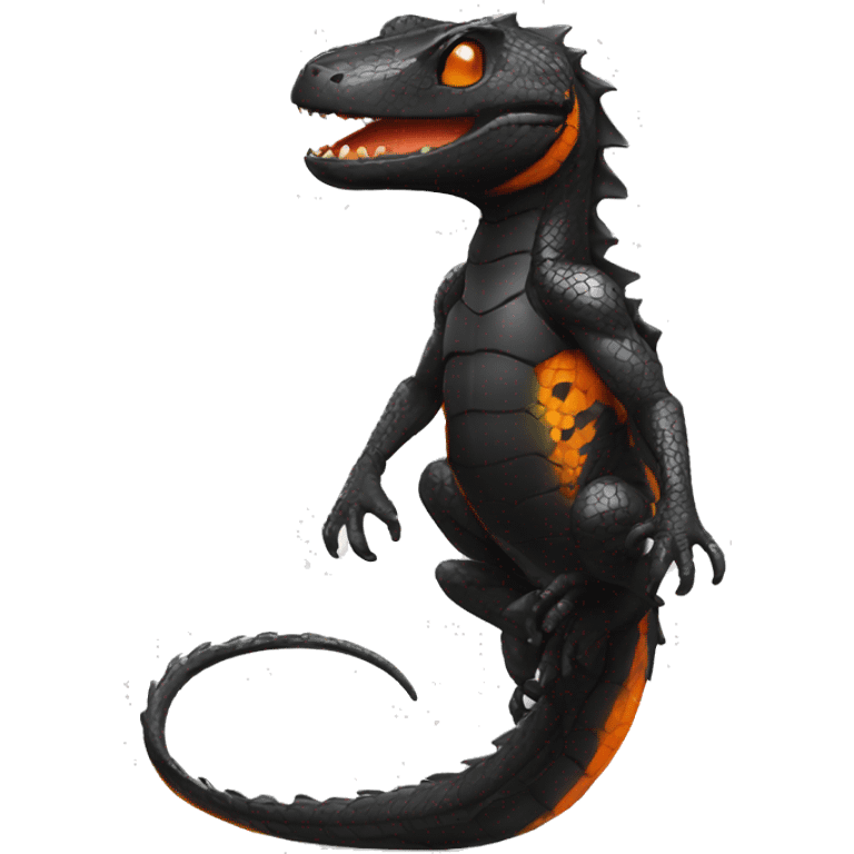 Black Shiny Reptile with Orange belly Full Body emoji