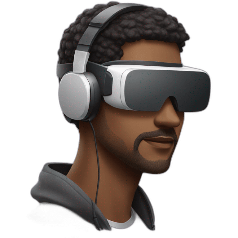 man wearing futuristic headphone and vr box emoji