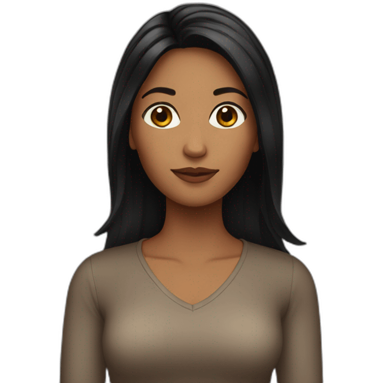 brown woman with black hair emoji