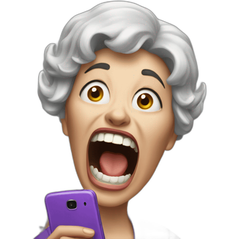 mad lady screaming over phone emoji